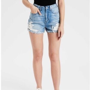 American Eagle Distressed High Waist Denim Mom Shorts 10